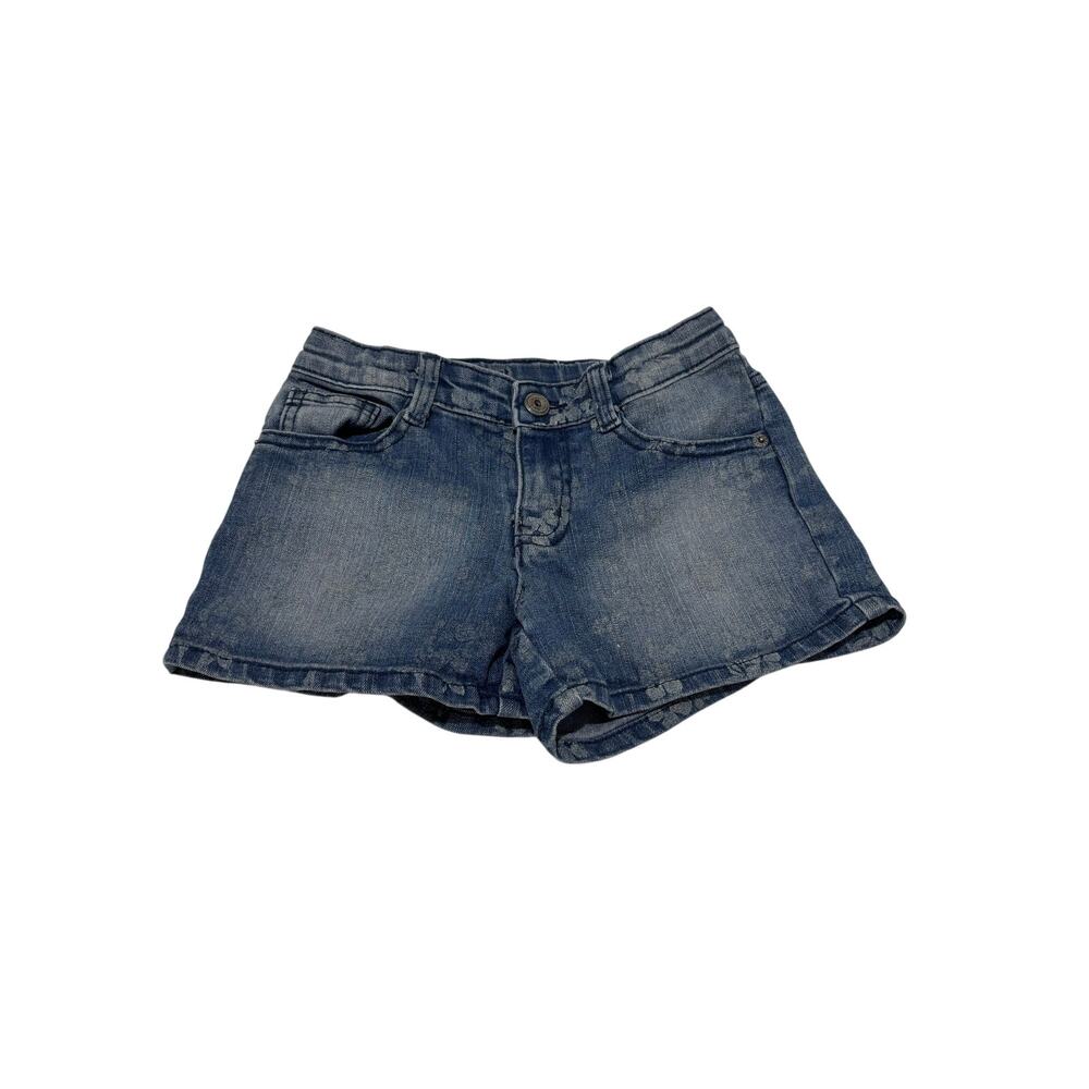 Crazy 8 size 8 blue denim butterfly shorts cotton poly spandex adjustable waste